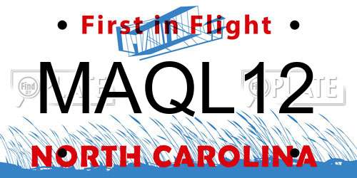 MAQL12 North Carolina License Plate
