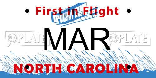MAR North Carolina License Plate