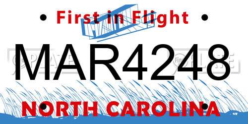 MAR4248 North Carolina License Plate