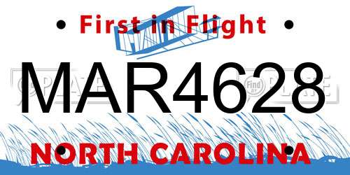 MAR4628 North Carolina License Plate