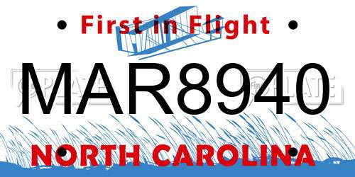 MAR8940 North Carolina License Plate