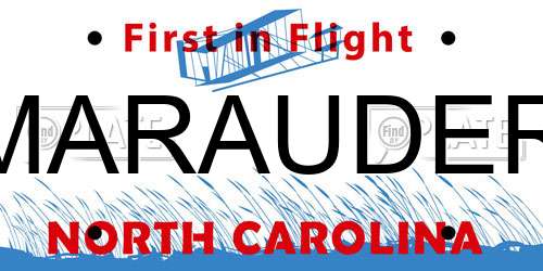 MARAUDER North Carolina License Plate