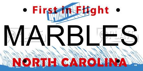 MARBLES North Carolina License Plate
