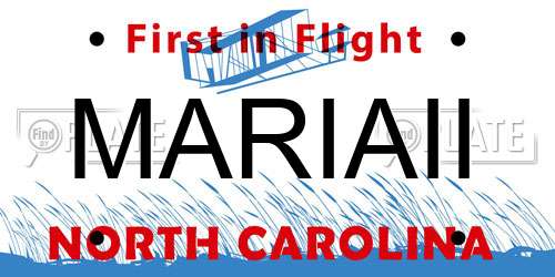 MARIAII North Carolina License Plate