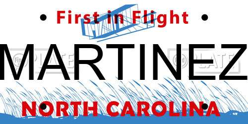 MARTINEZ North Carolina License Plate