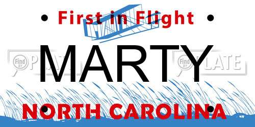 MARTY North Carolina License Plate