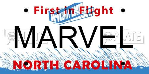 MARVEL North Carolina License Plate