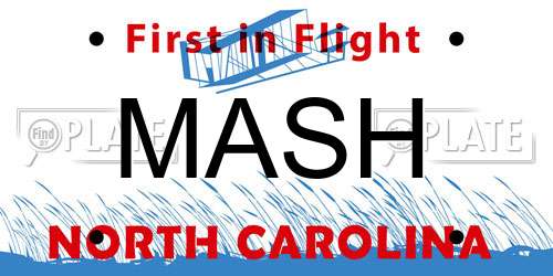 MASH North Carolina License Plate