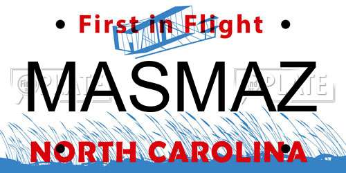 MASMAZ North Carolina License Plate