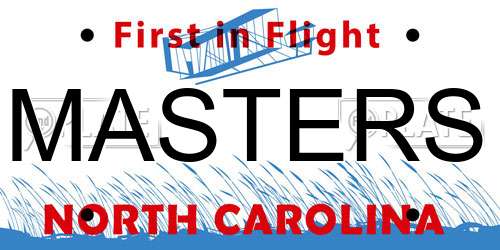 MASTERS North Carolina License Plate