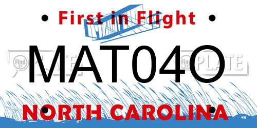 MAT04O North Carolina License Plate