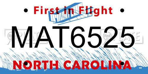 MAT6525 North Carolina License Plate