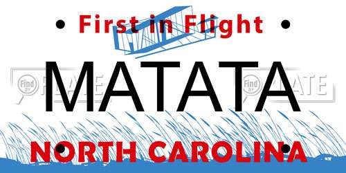 MATATA North Carolina License Plate