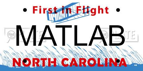 MATLAB North Carolina License Plate