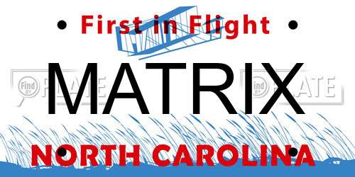 MATRIX North Carolina License Plate