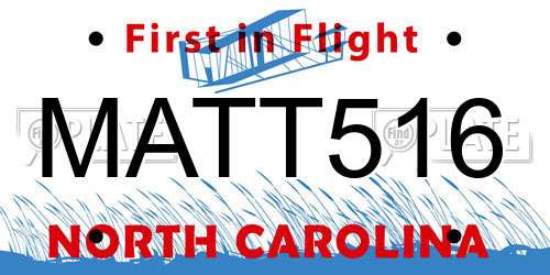MATT516 North Carolina License Plate