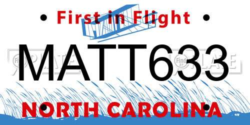 MATT633 North Carolina License Plate