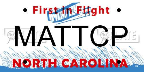 MATTCP North Carolina License Plate