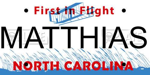 MATTHIAS North Carolina License Plate