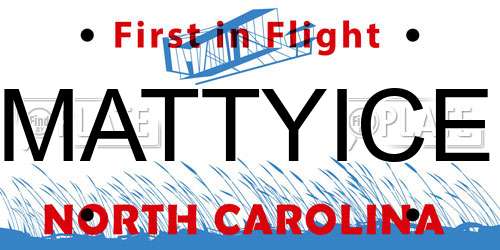 MATTYICE North Carolina License Plate