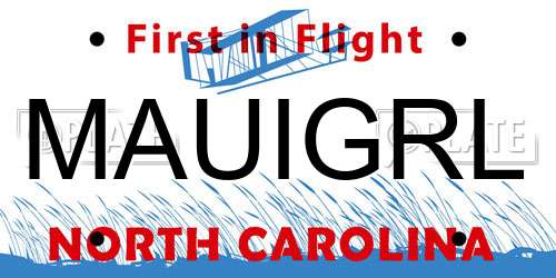 MAUIGRL North Carolina License Plate