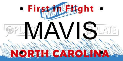 MAVIS North Carolina License Plate