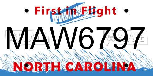 MAW6797 North Carolina License Plate