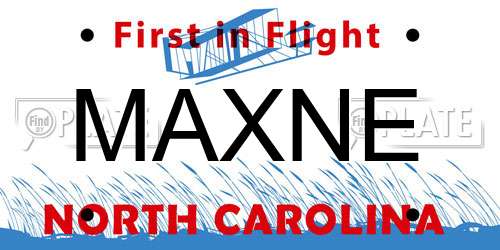 MAXNE North Carolina License Plate
