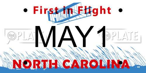 MAY1 North Carolina License Plate