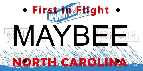 MAYBEE North Carolina License Plate