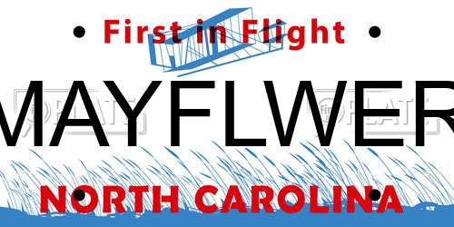 MAYFLWER North Carolina License Plate