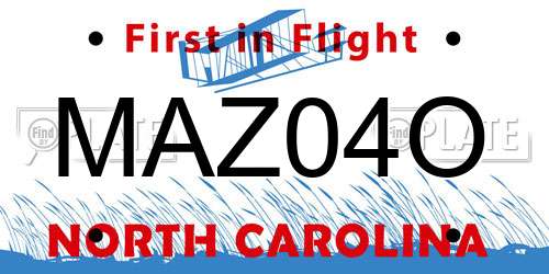 MAZ04O North Carolina License Plate