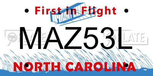 MAZ53L North Carolina License Plate