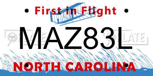MAZ83L North Carolina License Plate
