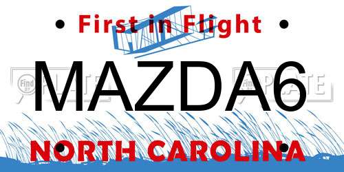 MAZDA6 North Carolina License Plate