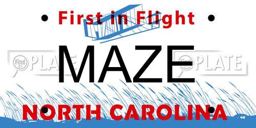 MAZE North Carolina License Plate