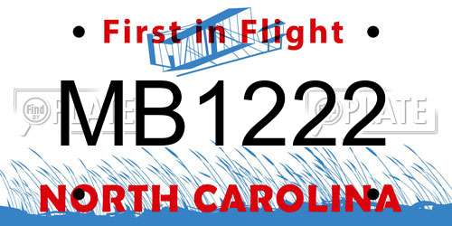 MB1222 North Carolina License Plate