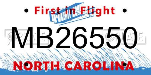 MB26550 North Carolina License Plate