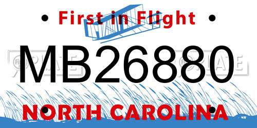 MB26880 North Carolina License Plate
