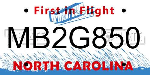 MB2G850 North Carolina License Plate