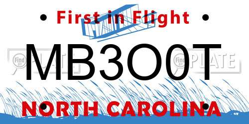 MB3O0T North Carolina License Plate