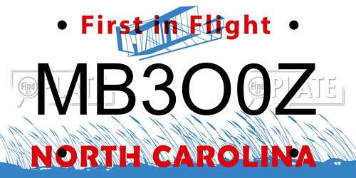 MB3O0Z North Carolina License Plate