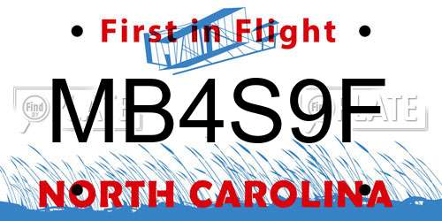 MB4S9F North Carolina License Plate