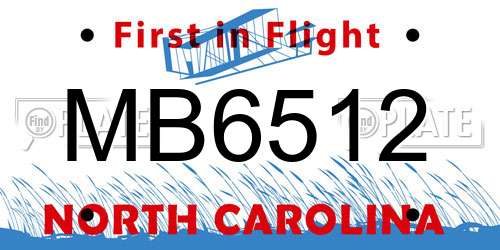 MB6512 North Carolina License Plate