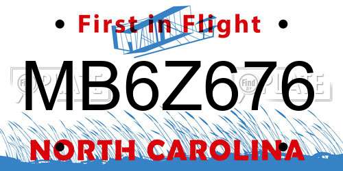 MB6Z676 North Carolina License Plate