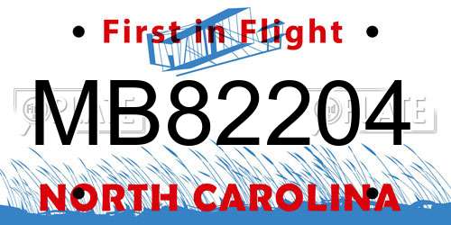 MB82204 North Carolina License Plate