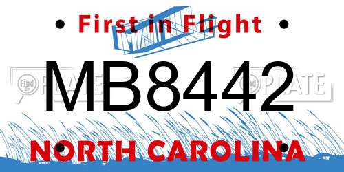 MB8442 North Carolina License Plate