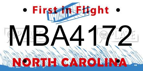 MBA4172 North Carolina License Plate