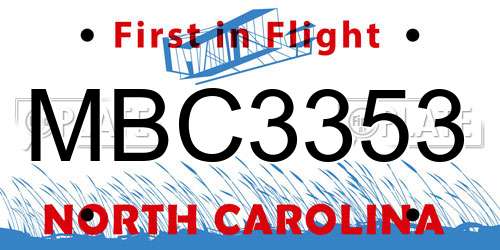 MBC3353 North Carolina License Plate
