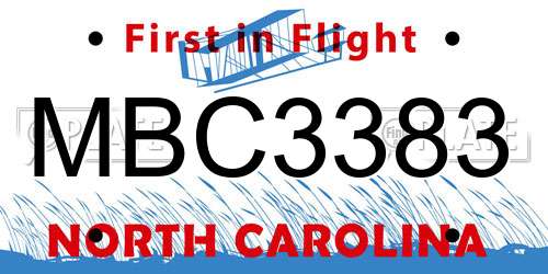 MBC3383 North Carolina License Plate